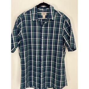 LL‎ Bean organic cotton plaid sh sl  button down MED